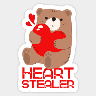 Hearts Stealing Stealer Adorable Bear Valentine's Day Sticker